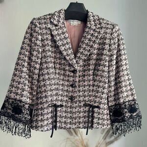 Kay Unger Blazer Jacket Textured Bows 10